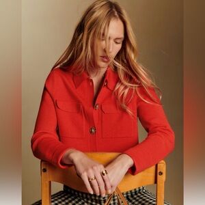 Sezane Betty Cardigan, Red, Size M